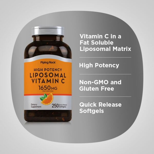 Paquete softgels vitamina C liposomal Piping Rock 1650 mg