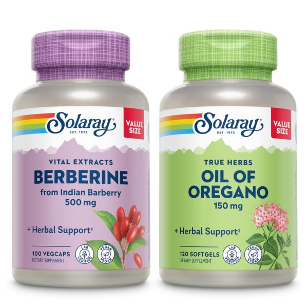 Paquete Solaray Berberina y Aceite de Orégano suplemento vegano