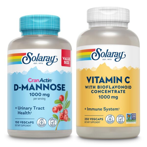 Paquete SOLARAY D-Manosa 1000mg extracto arándano Vitamina C vegano