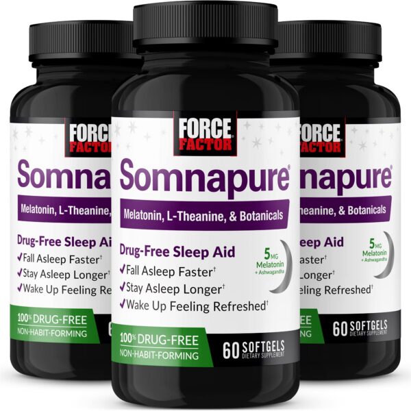 Paquete de 3 Somnapure softgels ayuda para dormir rápida y natural