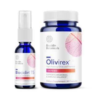 Paquete spray Biocidin y cápsulas Olivirex apoyo inmunológico