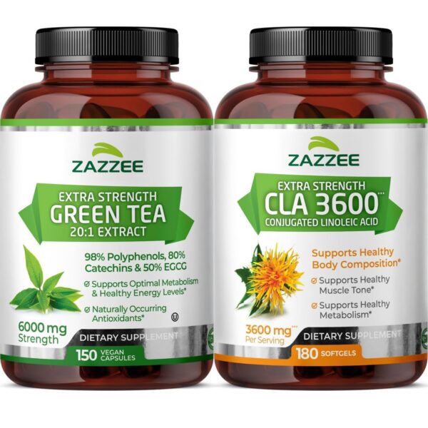 Paquete suplementación herbal Zazzee para adelgazar con ácidos y té verde