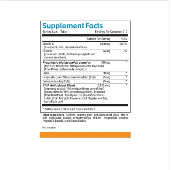 Version 1.0.0 Paquete suplemento vitamina c 1000mg Viva Vitamins envío frontal