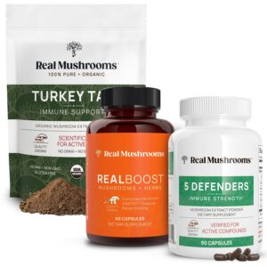 Paquete de suplementos de hongos Real Mushrooms RealBoost y 5 Defensores