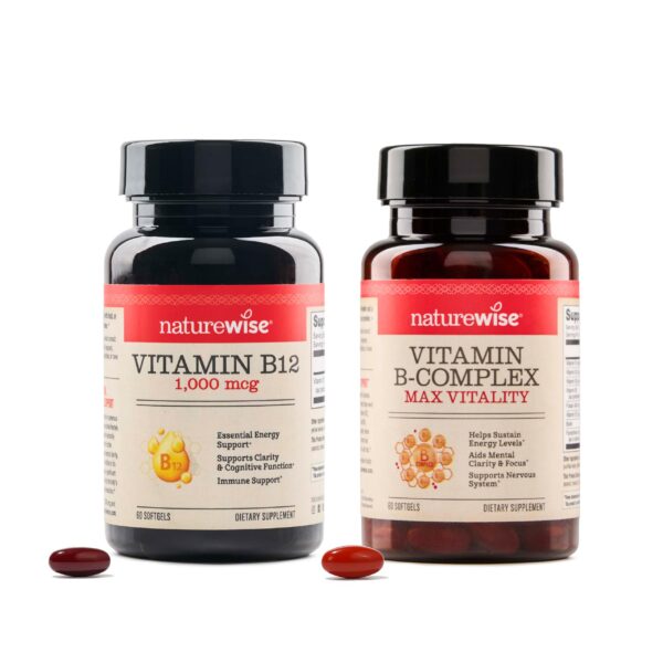 Paquete suplementos NatureWise vitamina B12 y complejo B cápsulas