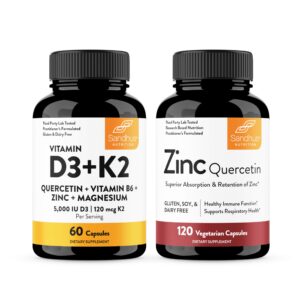 Paquete de suplementos Sandhu's Vitamina D3 K2 Zinc Quercetina