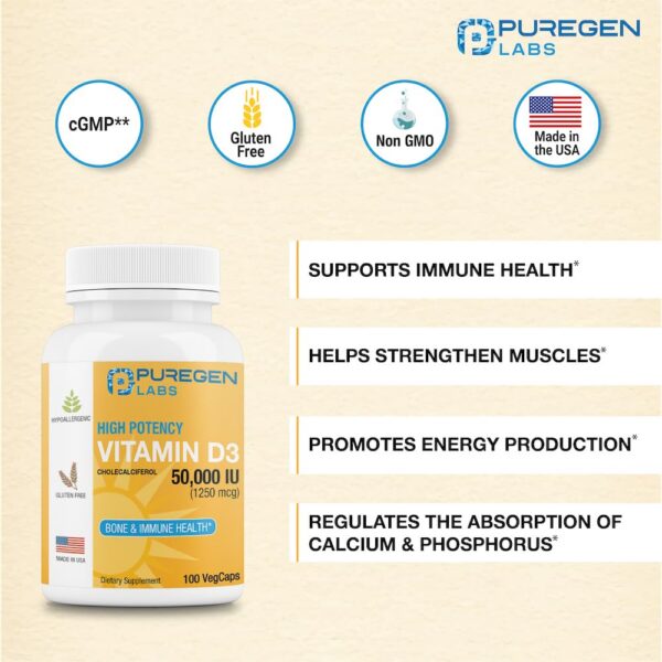 Paquete suplementos Vitamina D3 Puregen Labs