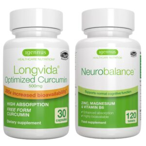 Paquete suplementos Longvida curcumina y Neurobalance