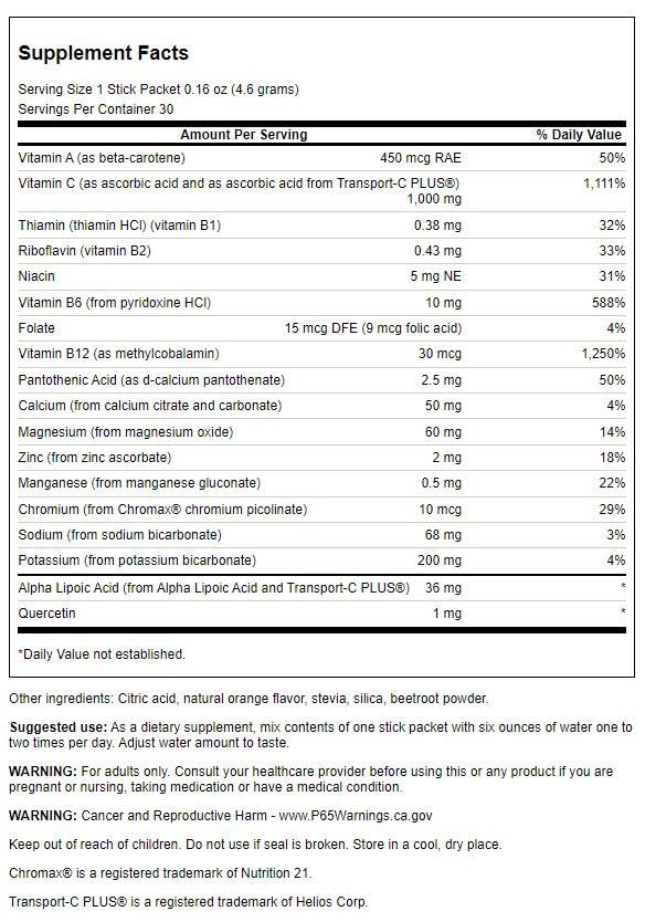 Paquete de Swanson Energía C con Electrolitos 30 sobres