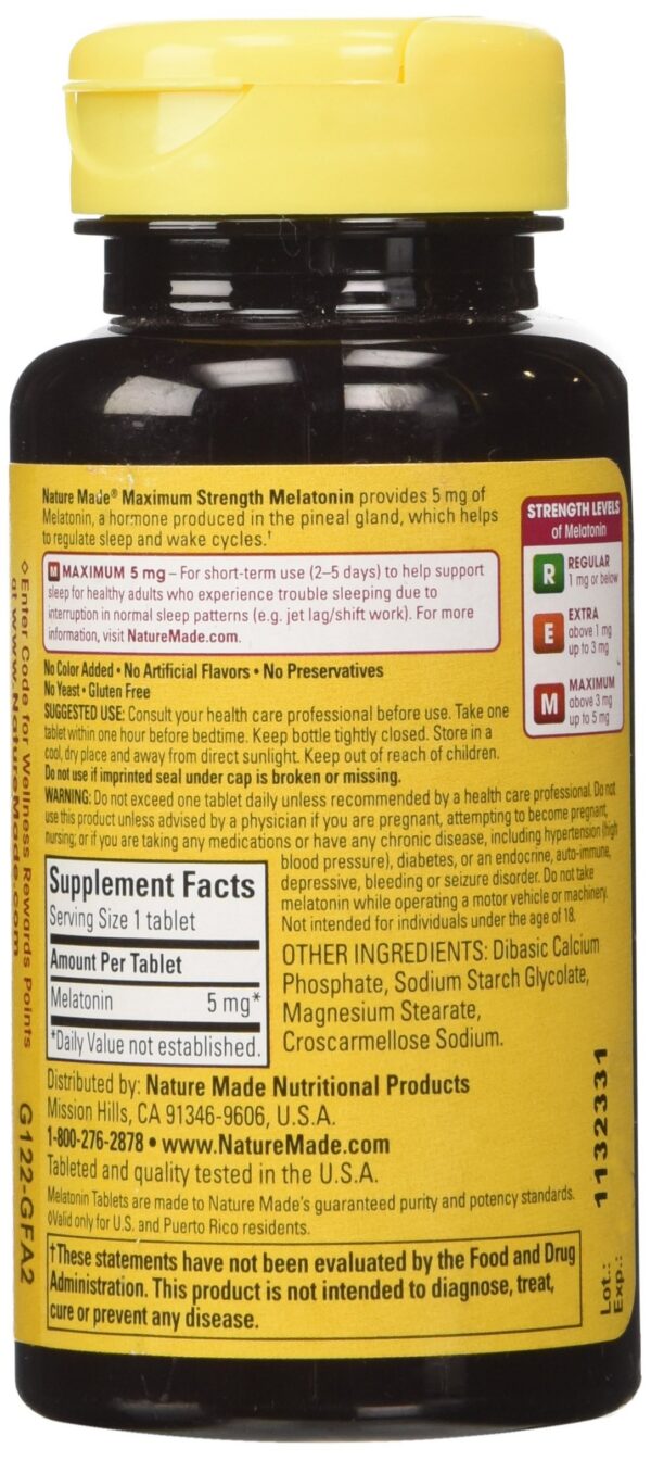 Version 1.0.0 Paquete tabletas Melatonina 5mg 90 cuenta Nature Made
