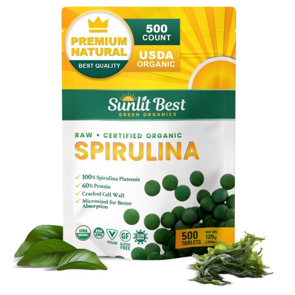 Paquete de tabletas orgánicas de espirulina Sunlit Best