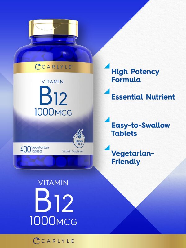 Paquete tabletas vitamin B12 Carlyle 400 unidades