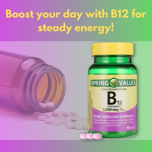 Paquete de tabletas vitaminicas Spring Valley B12 60 unidades
