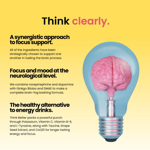 Paquete frontal Think Better suplemento para energía y claridad mental