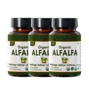 Paquete de tres botellas de tabletas de alfalfa orgánica Organic Spree