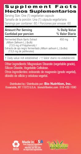 Paquete único 60 cápsulas ajo negro Bio Nutrition