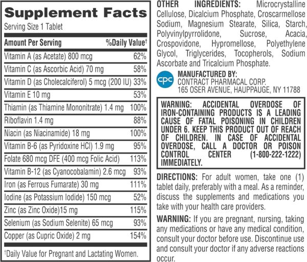 Paquete único multivitamínico prenatal Earth's Splendor 180 tabletas