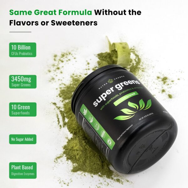 NutraChamps polvo Super Greens con antioxidantes y probióticos
