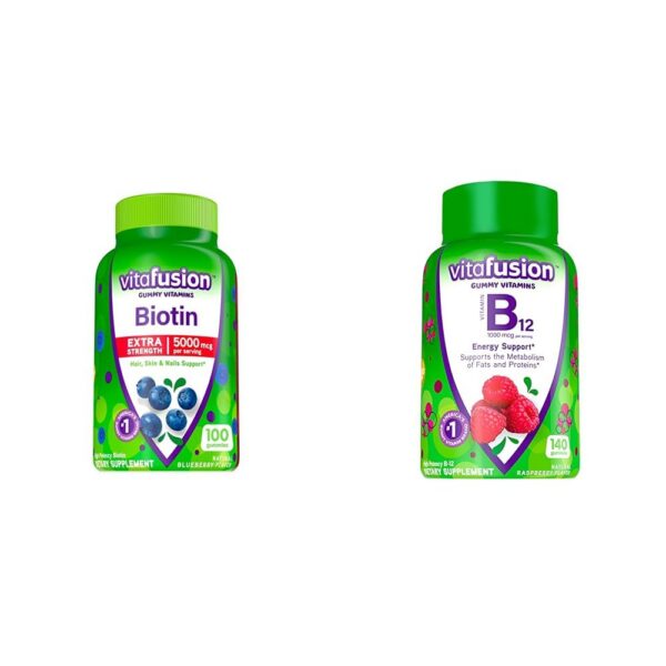 Paquete Vitafusion Biotina Extra Fuerte y vitamina B12 gominolas