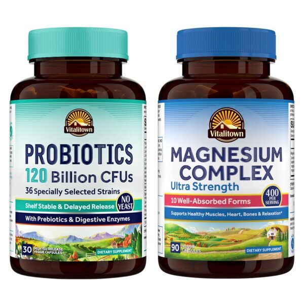 Paquete Vitalitown probióticos 120 mil millones y magnesio 6 en 1