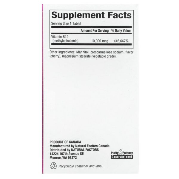 Version 1.0.0 Paquete de vitamina B12 Natural Factors 10,000 mcg masticable