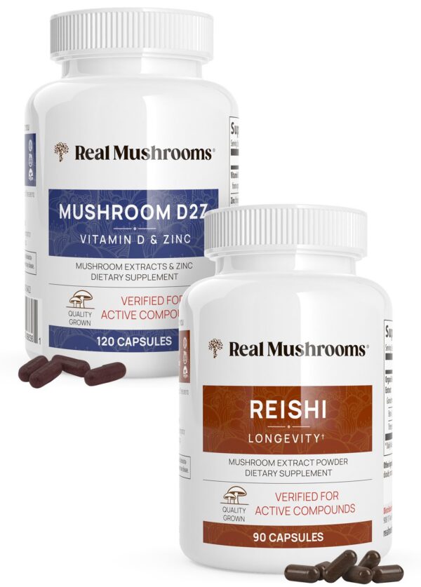 Paquete de Vitamina D2 y Zinc con Reishi Real Mushrooms