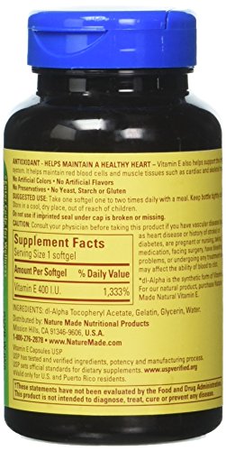Paquete Vitamina E 400 IU Nature Made cápsulas blandas líquidas