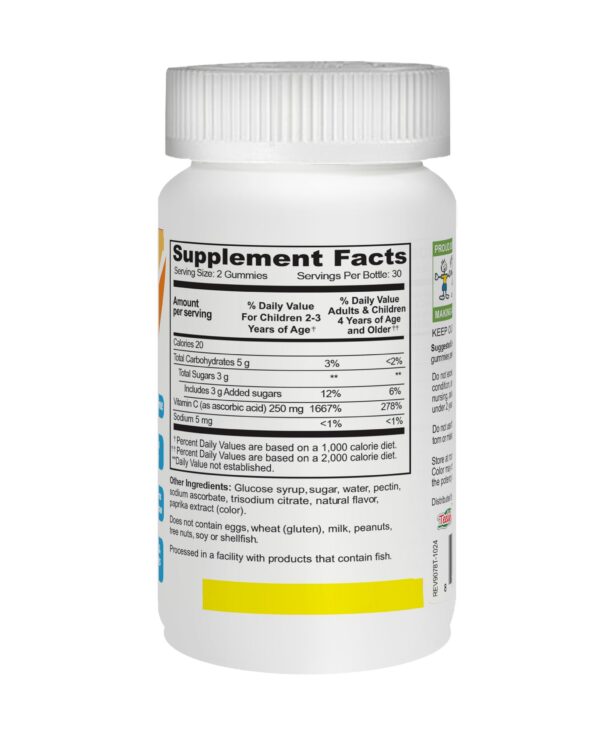 Paquete YUM-V's gomitas masticables vitamina c niños naranja