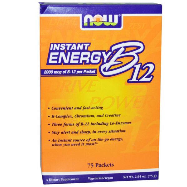 Paquetes de energía instantánea B-12 Now Foods