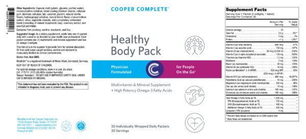 Cooper Complete suplemento multivitaminico y omega 3 en paquete individual