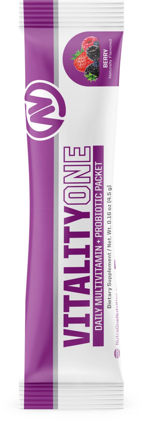 Paquetes de NutraOne VitalityOne para llevar en sabor frutos rojos