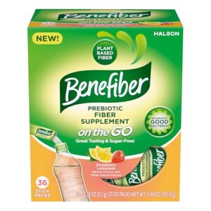 Paquetes portátiles Benefiber fibra sabor limonada de fresa