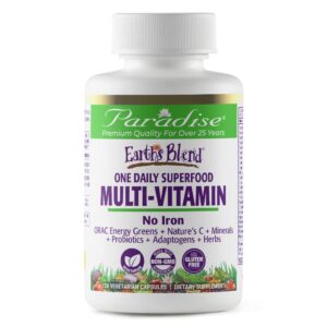 Paradise Herbs multivitamínico diario para hombres sin hierro 48 superalimentos