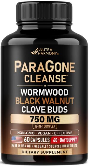 Version 1.0.0 Etiqueta frontal de ParaGone Cleanse Complex 750 mg