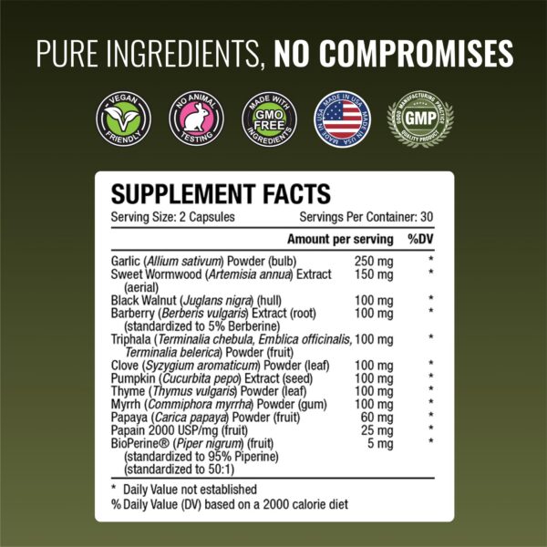 Parastrin Approved Science etiqueta con ingredientes y dosis