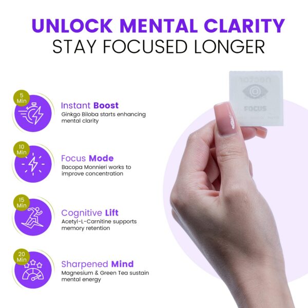 Parches naturales para energia y enfoque Nectar 10 unidades