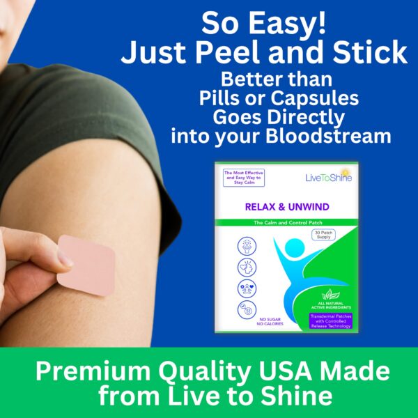 parches transdérmicos alivio estrés natural live to shine 30 piezas