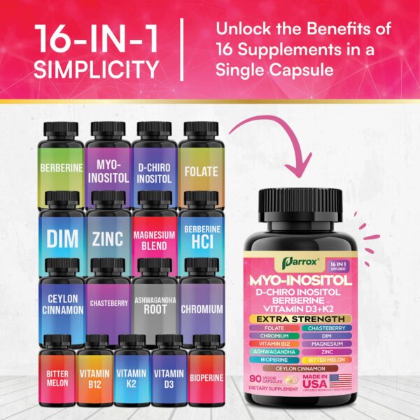 Frasco y cápsulas sobre fondo blanco del suplemento Parrox