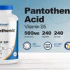 Parte lateral frasco Nutricost vitamina B5 ácido pantoténico