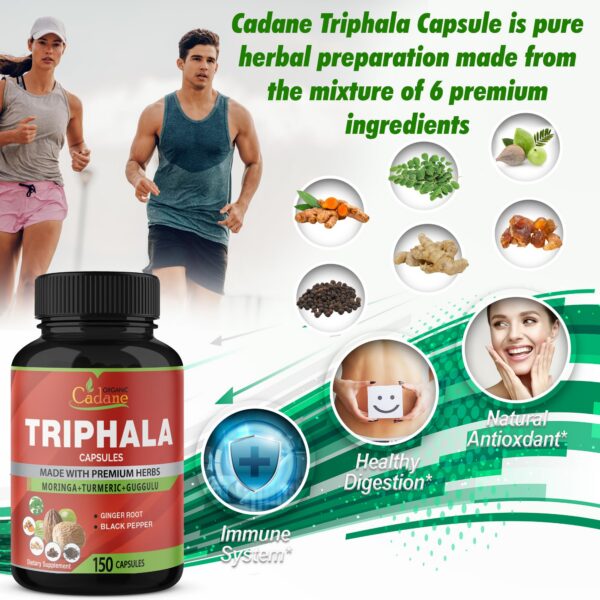 Parte trasera Cadane Triphala suplemento digestivo