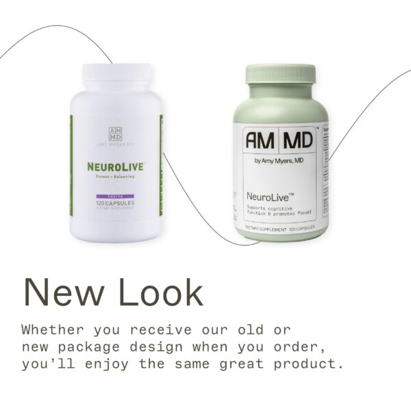 Parte trasera etiqueta Amy Myers MD NeuroLive suplemento