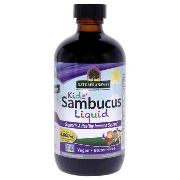 Version 1.0.0 Parte trasera etiqueta Jarabe Saúco infantil Nature's Answer