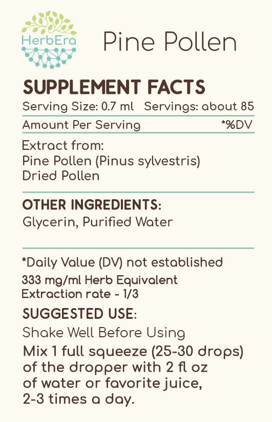 Parte trasera extracto HerbEra Pine Pollen B60