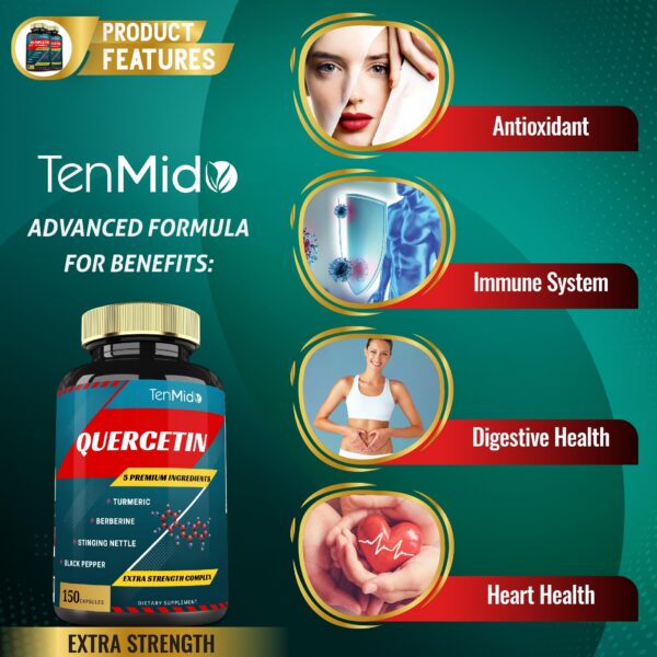 Parte trasera frasco cápsulas quercetina Tenmido