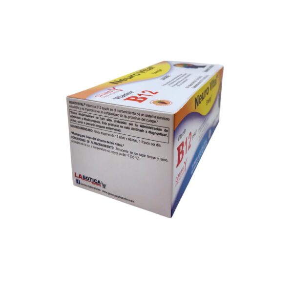 Version 1.0.0 Parte trasera frasco Neuro Vital Vitamina B12 21 cápsulas