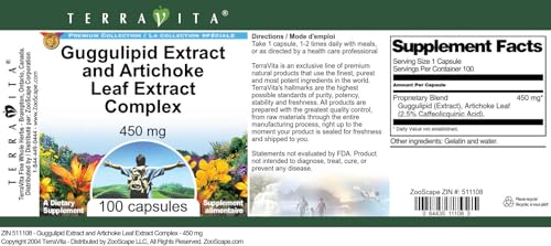 parte trasera suplemento Terravita Guggulipid y alcachofa