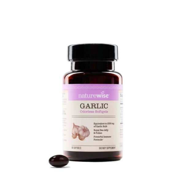 Version 1.0.0 Pastillas de ajo sin olor NatureWise - botella frontal