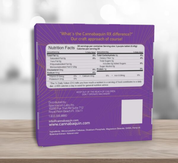 Version 1.0.0 Pastillas Cannabaquin Max Relax con fórmula botánica orgánica