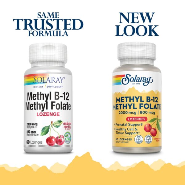 Pastillas para chupar Solaray B-12 con soporte cerebral y sangre