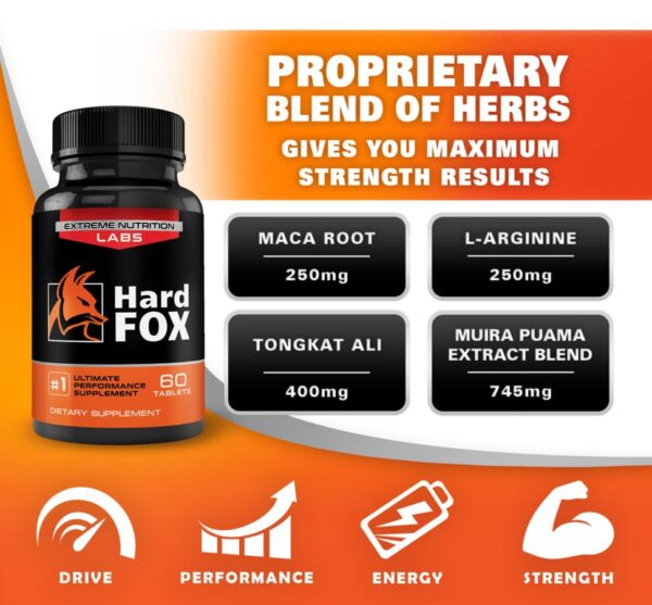 Pastillas Hard Fox para aumento de tamaño y resistencia hombre